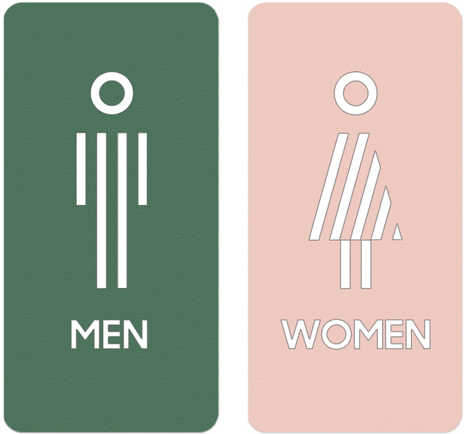남자 여자 화장실 인테리어 표지판 표시판 안내판 디자인 문패 메탈 팻말, 1세트, 그린 남 & 핑크 여