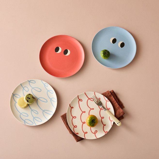 모던하우스 콩알이 뱀부파이버 원형접시D20 4P세트 PL0125112, 1개, -, -