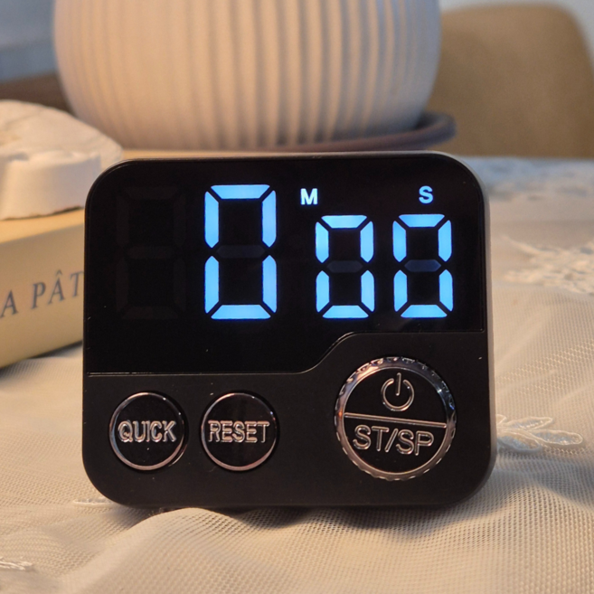 라온디 퀵 다이얼 설정 무소음 주방 타이머, 1개, 블랙