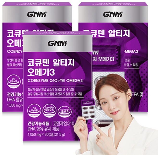 GNM 코큐텐 알티지 오메가3 / 코엔자임Q10 코엔자임큐텐 rTG, 30정, 3개
