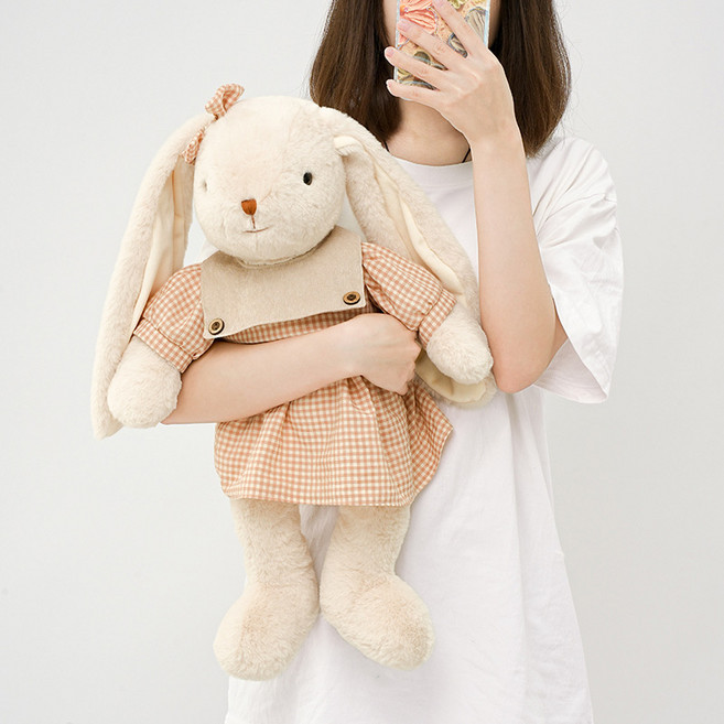 可愛百合兔子玩偶大號長耳垂耳兔毛絨玩具公仔抱抱寶貝布娃娃批發, 1個, 抱抱寶貝百合兔-米色:約40cm/0.29kg