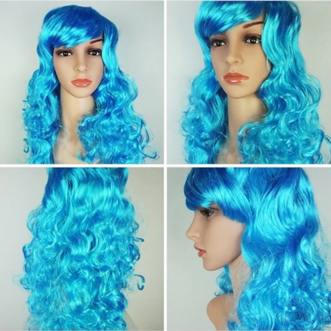 뽀글이 파티가발 마빡이 대머리 폭탄머리 점보가발 공연 축제 할로윈 이벤트가발 행사용 뽀글이가발, 1개, E5 웨이브_블루