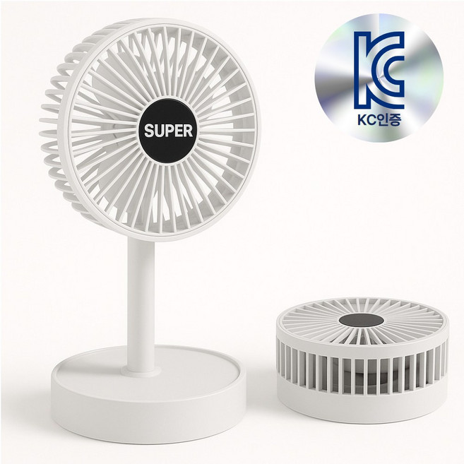 더루마 무선 탁상용 선풍기 저소음 접이식 BLDC, 퓨어화이트