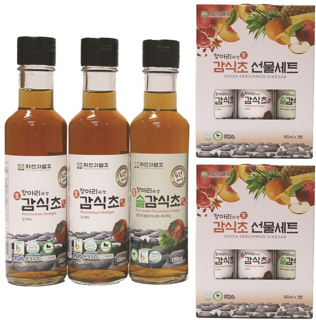 자연과발효 6년숙성 자연발효 감식초+솔잎감식초 180ml 3병 항아리숙성, 540ml, 2세트
