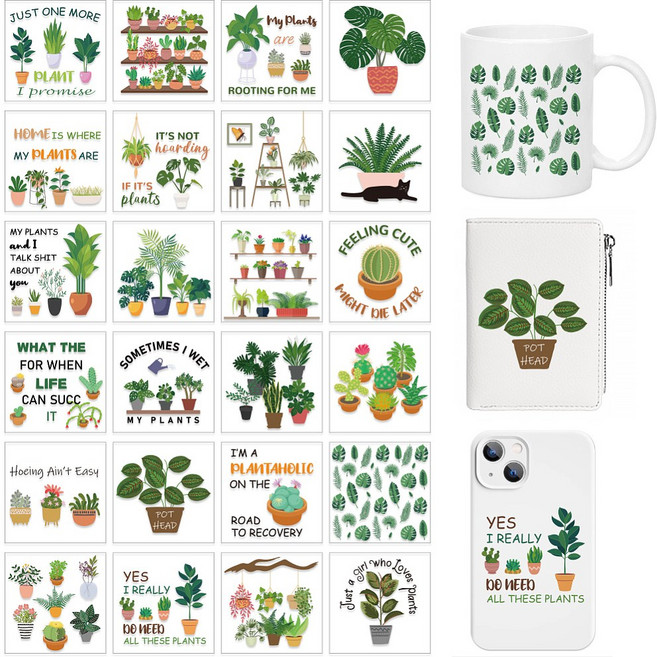 24개 UV 승화 컵용 PVC DIY 열전사 용지 (80x80mm), 혼합색