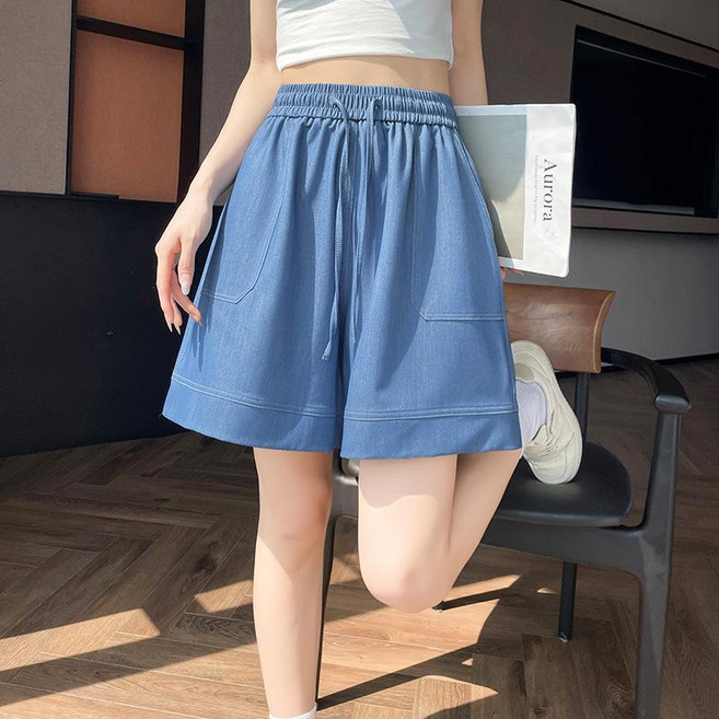 YYCL 天絲牛仔短褲 女 寬鬆闊腿