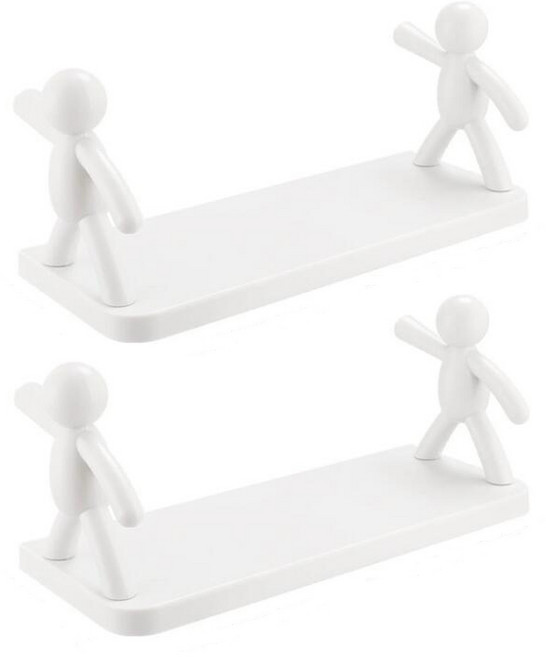 선반 벽걸이 펀치리스 화장실 욕실 심플형 아이디어 수납선반, 화이트, 4개