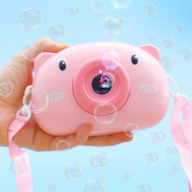 카메라 비눗방울 자동 버블건 (핑크돼지), 단품, 1개