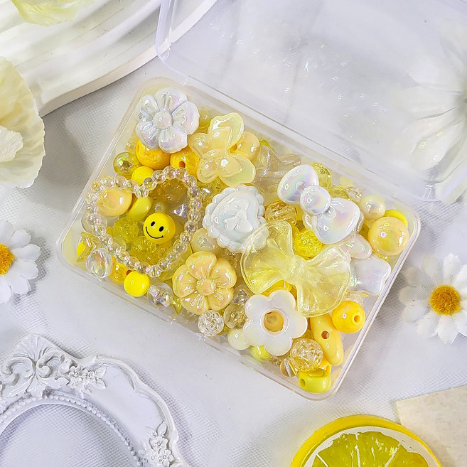 고급 비즈 스쿱 팔찌 스트랩 키링 만들기 키트 공예 재료 세트, 1세트, 레몬샤베트 비즈만들기세트