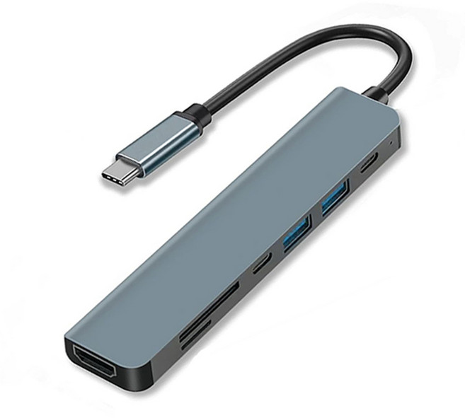 아스토 7포트 USB C타입 멀티허브 노드북 맥북 테블릿 충전지원 4K HDMI 미러링, 1개, 그레이