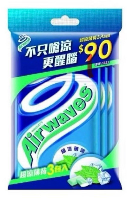 Airwaves 口香糖 超涼薄荷 (3入組), 1個