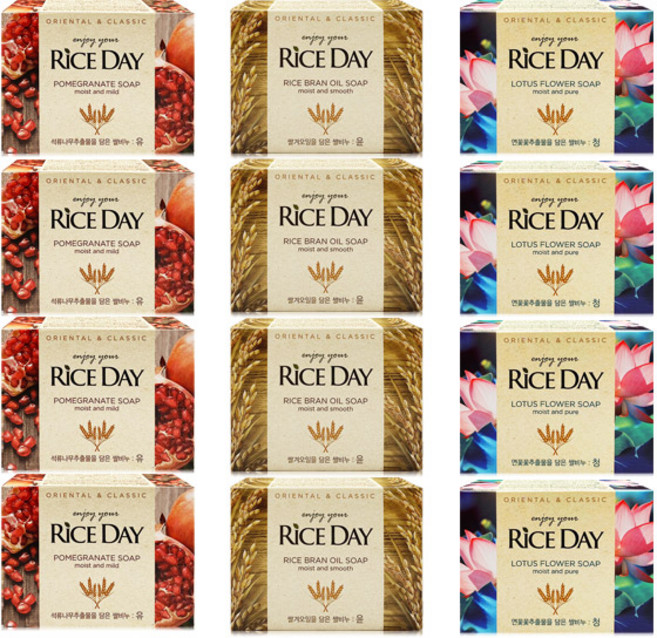 라이스데이 세안비누 윤4+유4+청4, 100g, 12개입