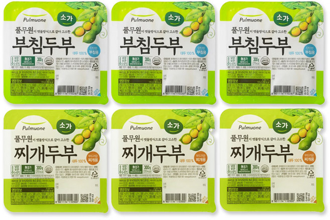 풀무원 두부 총6개 부침3+찌개3, 1세트, 1.8kg