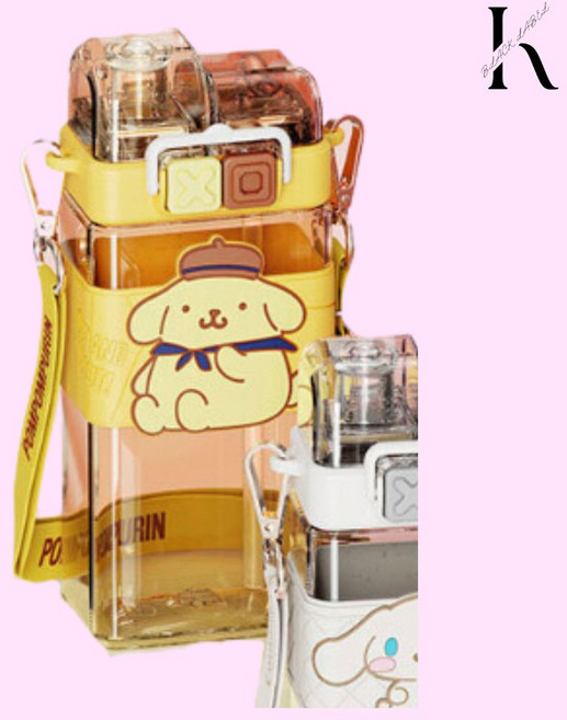 산리오 더블캡 롱 빨대 물통, 폼폼푸린, 1개, 폼폼푸린 1개