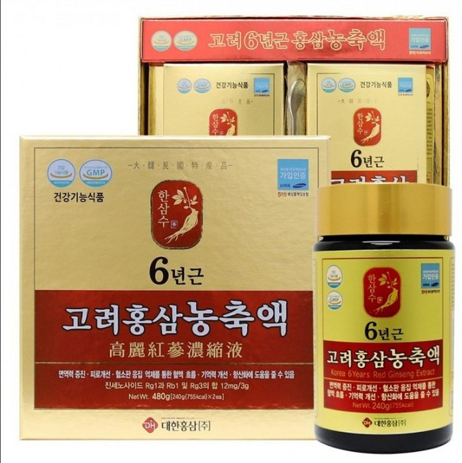 진품명품 [한삼수] 면역력에 6년근 고려홍삼농축액 240g x 1병, 6개