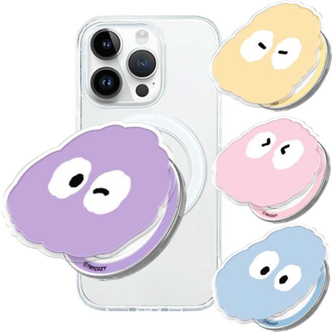 아이폰13미니 보들보돌 몽몽돌이 맥세이프 스마트톡 그립 톡거치대+투명 케이스