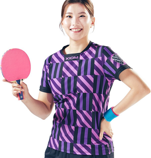 엑시옴(XIOM) 공식 본사 직영 시저(CEASER) 2컬러 기능성 탁구 유니폼 반팔 상의 경기용 탁구복