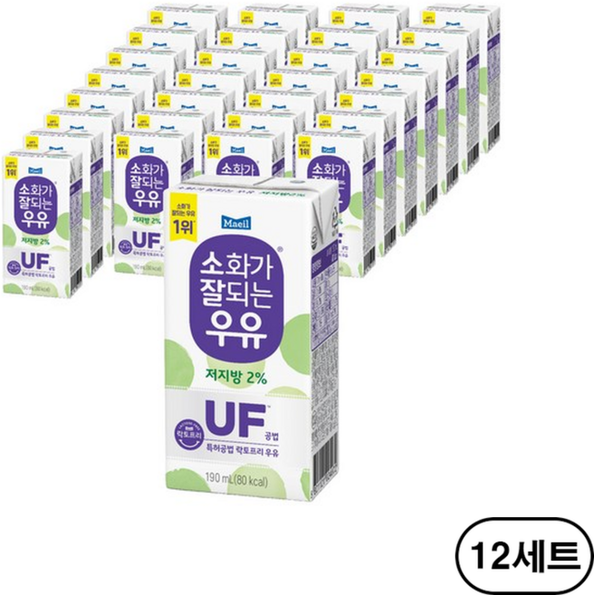 매일유업 소화가 잘되는 저지방 우유 UF공법 190ml, 288개