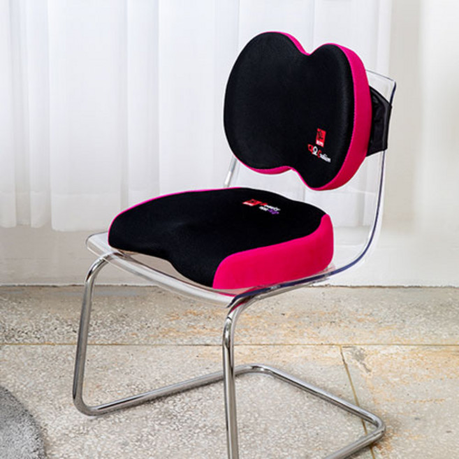 미요쿠션 등쿠션 허리쿠션 사무실의자 등받이쿠션, 쿠션+방석_블랙블루