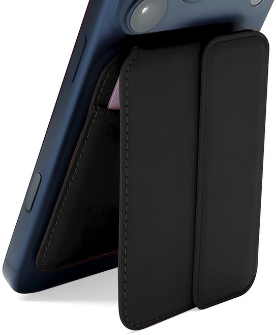 더조은셀러 맥세이프 프라임 폴딩 레더 카드 3장 수납 지갑 거치, 1개, 블랙