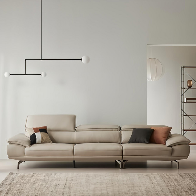 한샘 아르떼 천연가죽 4인용 소파 3인 좌 방문설치, 페더화이트