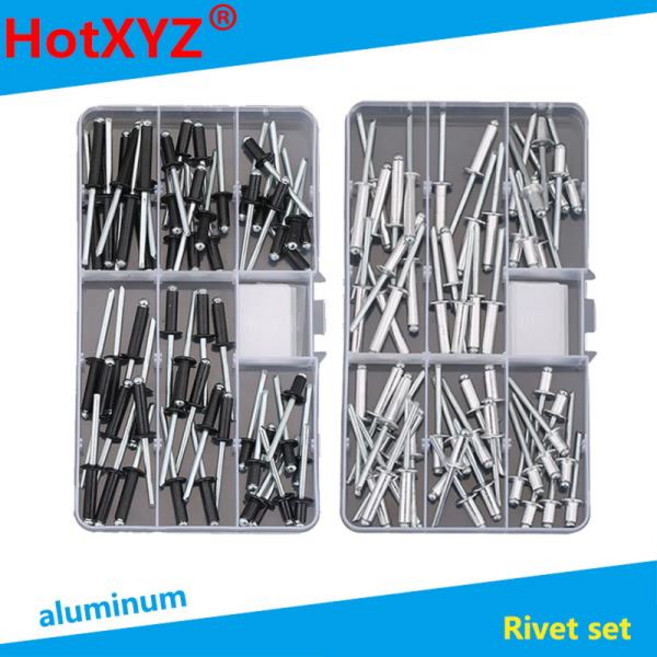 알루미늄 자체 연결 오픈 엔드 돔 팝 블라인드 리벳 모음 키트 판금 자동차 작업 및 건, 10 Flat M2.4 Kit, 1개