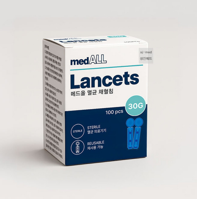 OHC 멸균 란셋 30G 100pcs 일회용 멸균 수동 채혈침, 1개