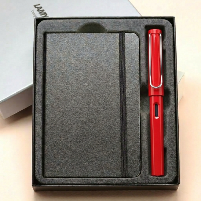 라미 사파리 만년필+노트 SET / 선물포장 정식수입처 제품, 레드 F촉