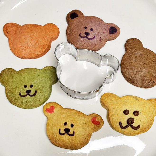 곰얼굴모양 커터 쿠키틀 캐릭터 모양 커터 토끼 동물커터, 1개, 곰얼굴커터