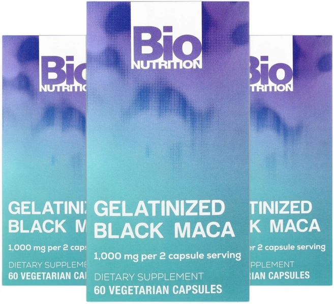 바이오뉴트리션 젤라틴화 블랙 마카 MACA 베지 캡슐 60정캡슐 1정당 500mg 2+1, 3개 - 쿠팡