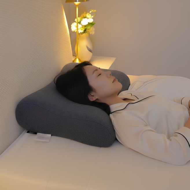 도르리 메모리폼 천연 라텍스 숙면 경추베개 커브형, 1개, 그레이