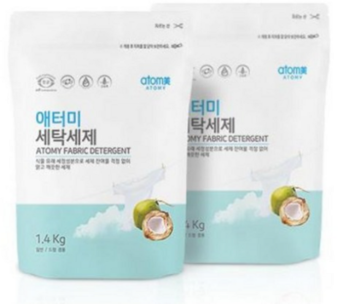 애터미 세탁세제 파우치 2.8kg, 2개, 2.4kg