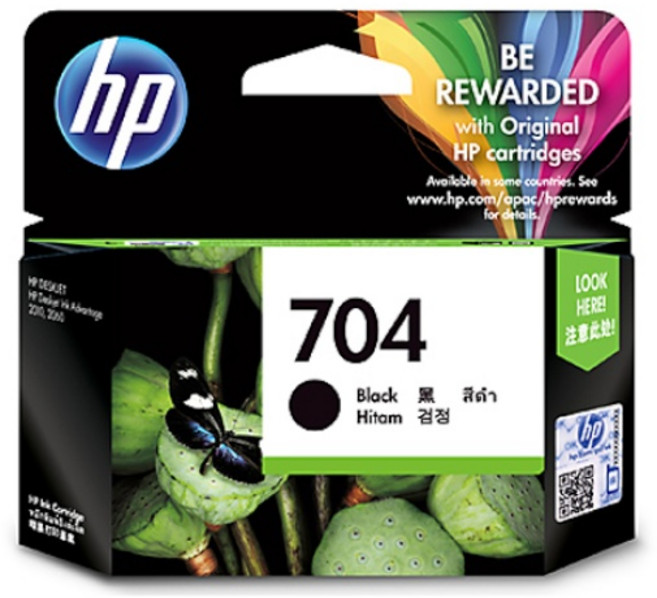 (HP) 정품잉크 No.704 CN692AA 검정 (K110a/480매), 1개