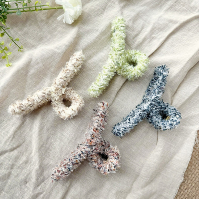 MOOLDN 퍼 털 왕사이즈 대형 긴 머리 숱많은 올림머리 헤어 집게핀 (4colors), 그린, 1개