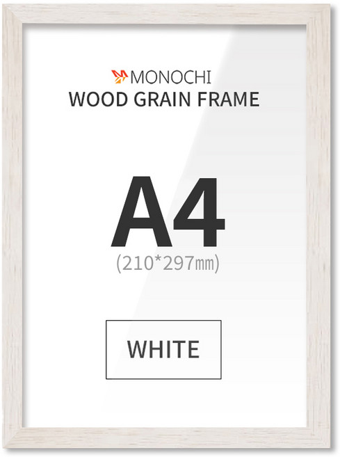 모노치 투명 아크릴 우드그레인 액자, 화이트, 1개