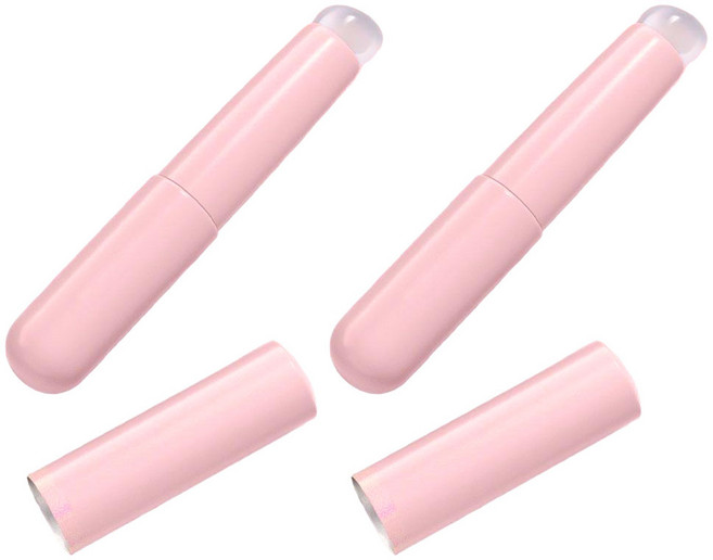 리빙준 파스텔 휴대용 실리콘 립 브러쉬, 피치, 2개