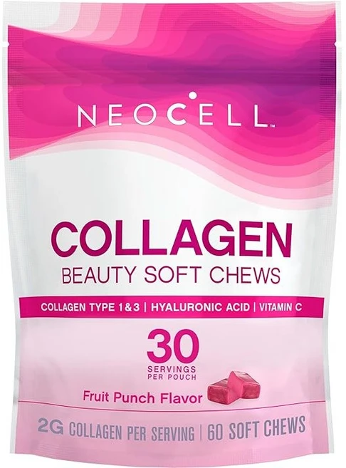NeoCell Collagen Beauty Soft Chews 네오셀 콜라겐 뷰티 소프트 츄 프룻펀치맛 60개입 1백, 1개, 60정 - 쿠팡