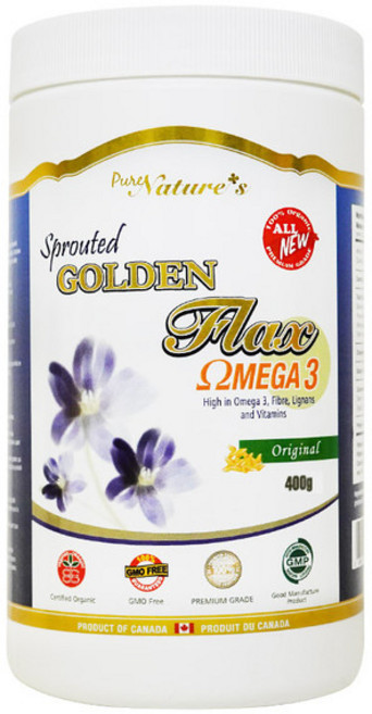 PNC 캐나다 유기농 골든 발아 아마씨 분말 식물성오메가3 알파리놀렌산 400g, 4.001kg, 1개