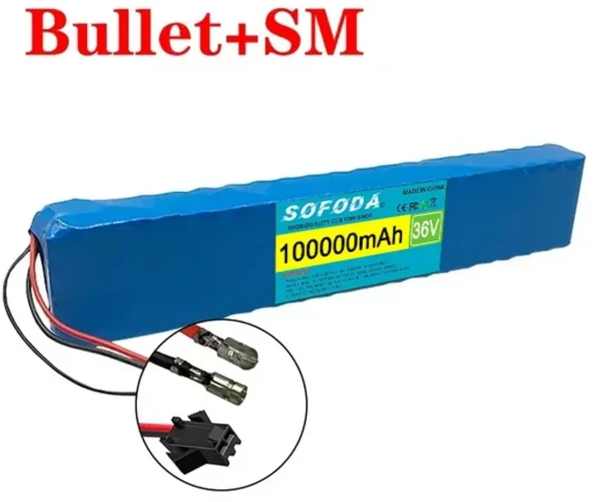 고전력 배터리 36V 배터리 10S4P 100Ah 배터리 팩 1000W 42V 100Ah 전기 자전거 BMS/30A 퓨즈 42V 2A, 01 Bullet-SM