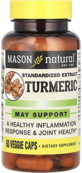 Mason Natural 강황 표준화 추출물 500mg 베지 캡슐 60정, 1개 - 쿠팡