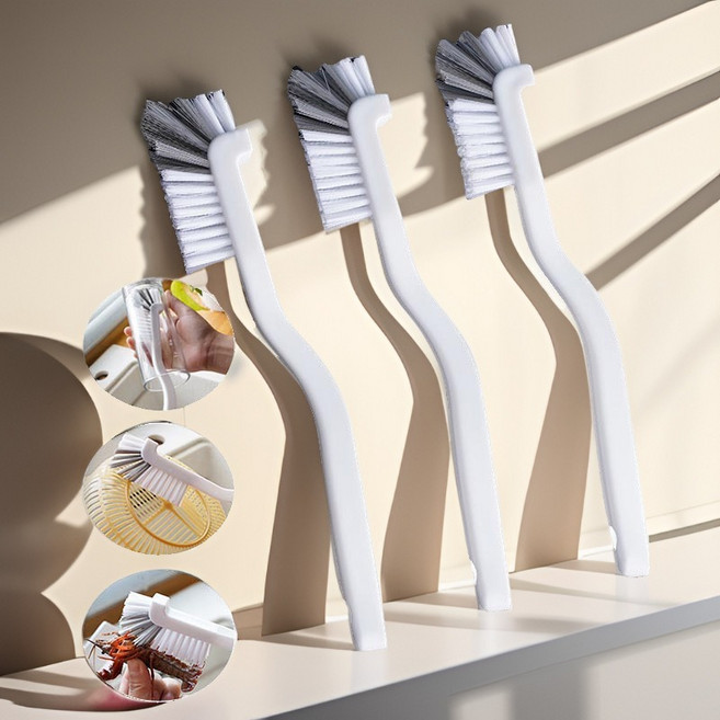 솔버 다용도 모서리 틈새 청소 브러쉬, 3개, 화이트