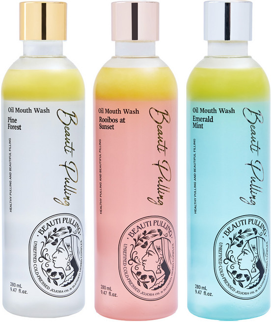 동국제약 덴트릭스 뷰티풀링 오일가글 280ml 3종 (파인포레스트+에메랄드민트+루이보스엣선셋) 충치예방 구취제거 오일풀링 디톡스가글 잇몸질환예방 구강케어, 1세트
