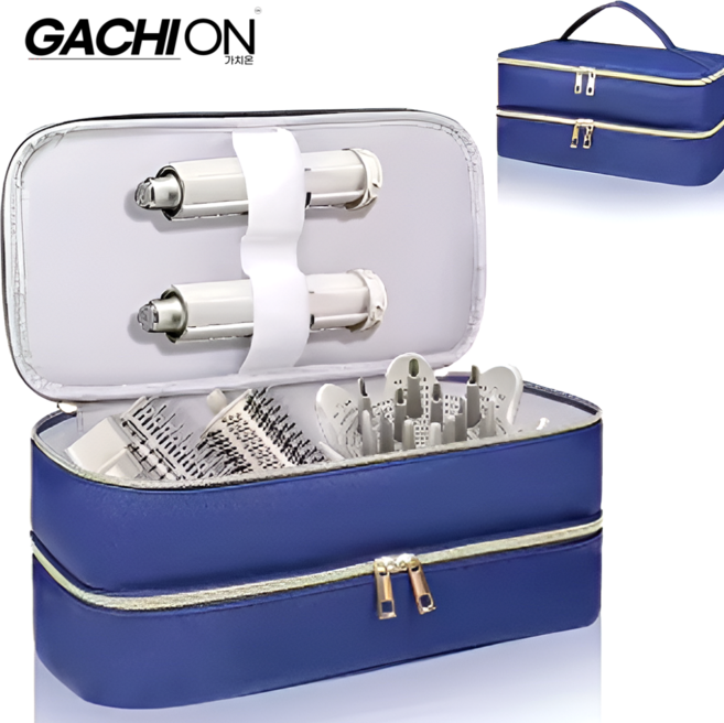 가치온 다이슨 드라이 에어랩 호환 보관 방수 케이스 정리함 휴대용 고데기 파우치 가방, 블루