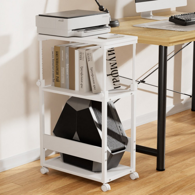 UTIMIU 본체 받침대 책상 보충 이동식 선반 데스크 높이 조절 가능, 화이트