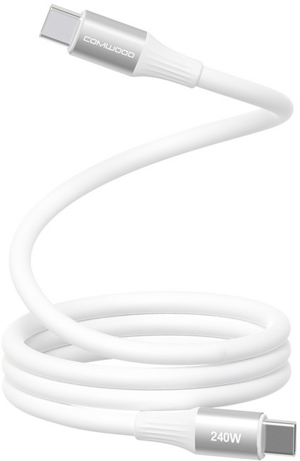 컴우드 마그네틱 PD 240W 1.2M 실리콘 초고속 충전 케이블 CWC-PD12240CC, 1개, 화이트