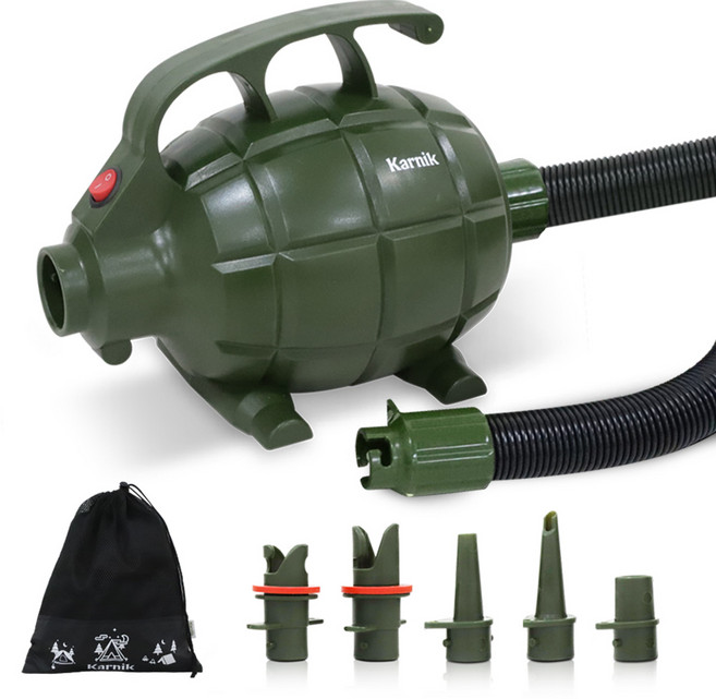 카르닉 수류탄 전동에어펌프 캠핑 강력 공기주입기 배출, 본품(+5종노즐+호스+보관파우치), 1개