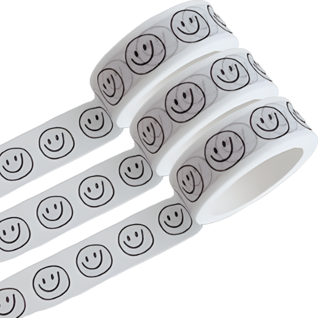 라온스티커 4종 스마일 마스킹 테이프 5M, 화이트(T683), 3개