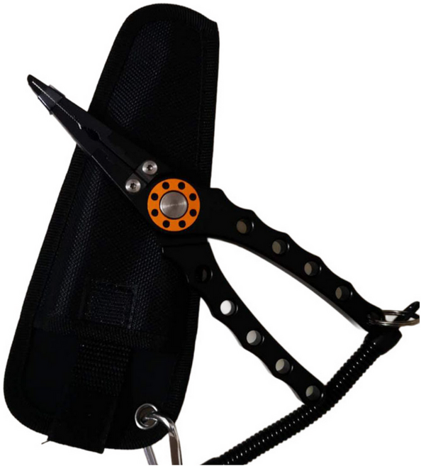 안낚하세요 멀티 피싱 플라이어 케이스 세트 초경량 다기능 낚시 집게, 메탈릭 블랙, 1세트