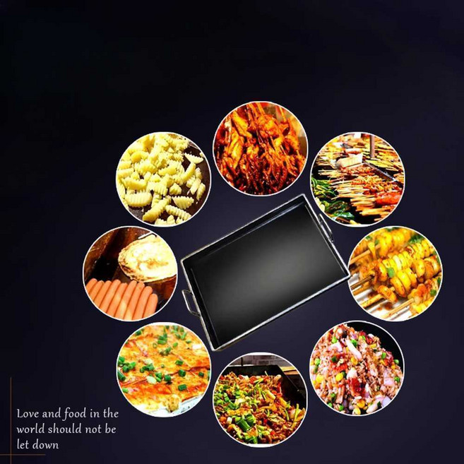 고기불판 소형 철판 구이 사각 구이팬 그릴팬 가마솥 삼겹살 무쇠, 1개, 50x35cm 두께 8mm 내부 높이 3cm