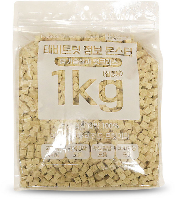 테비트릿 동결건조 점보 몬스터, 닭가슴살과 캣그라스, 1kg, 1개